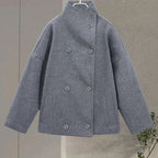 Emma | Women's Short Wool-Blend Button-Up High-Collar Winter Coat