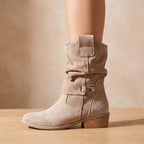 Camila | Women's Slouch Suede Block-Heel Ankle Boots Side Zip
