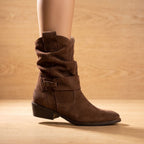 Camila | Women's Slouch Suede Block-Heel Ankle Boots Side Zip