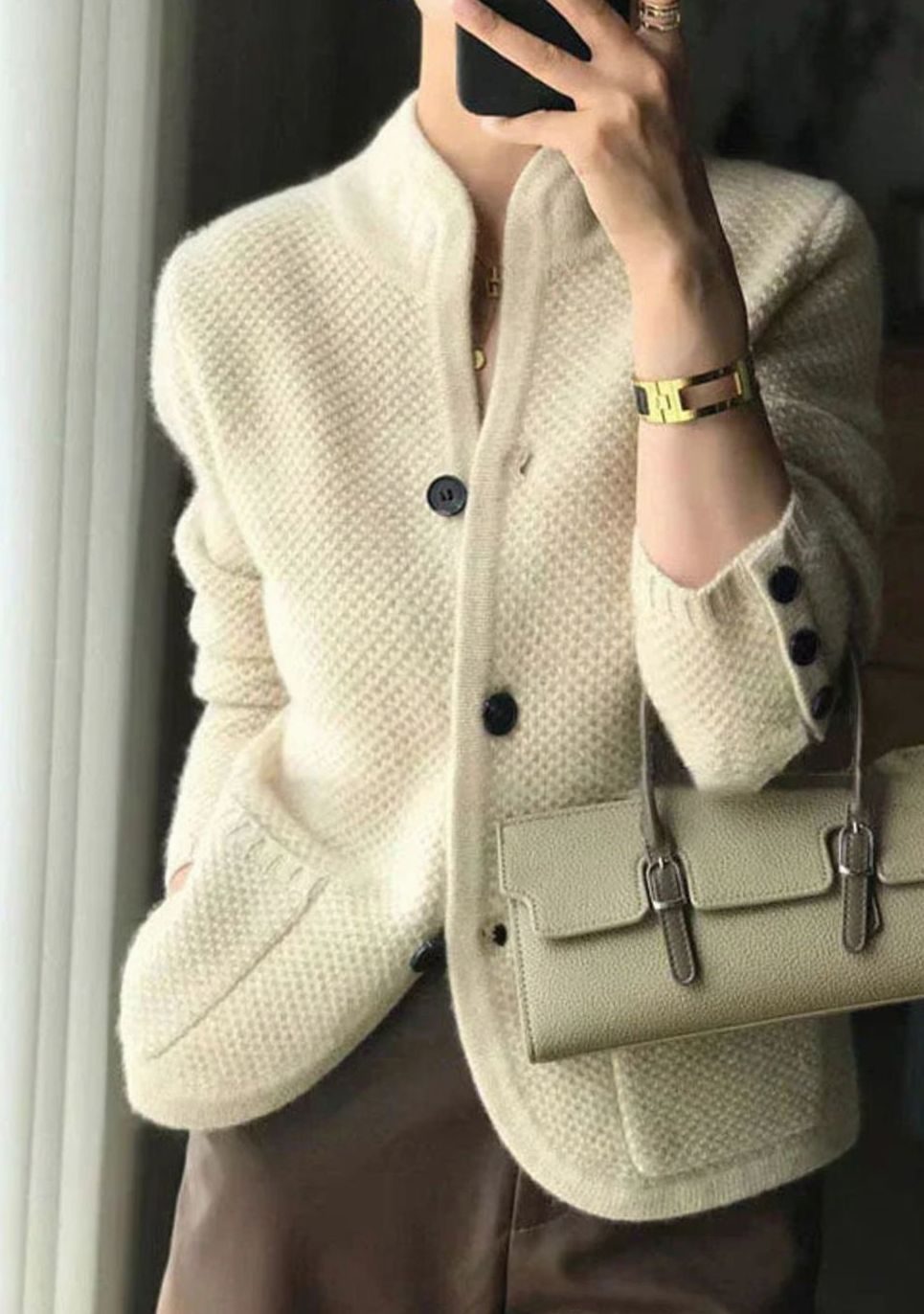 Sophia | Women's Stand-Collar Button-Up Knit Cardigan Sweater