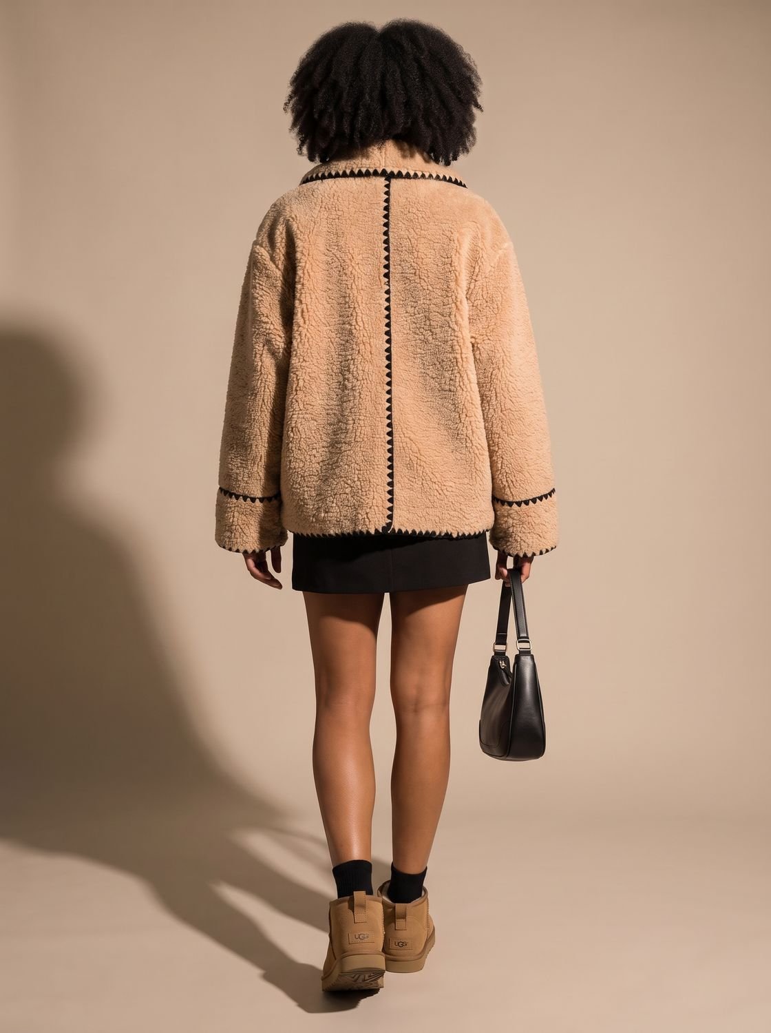 Madison | Women's Teddy Fleece Faux Fur Coat Lapel Trim Detail