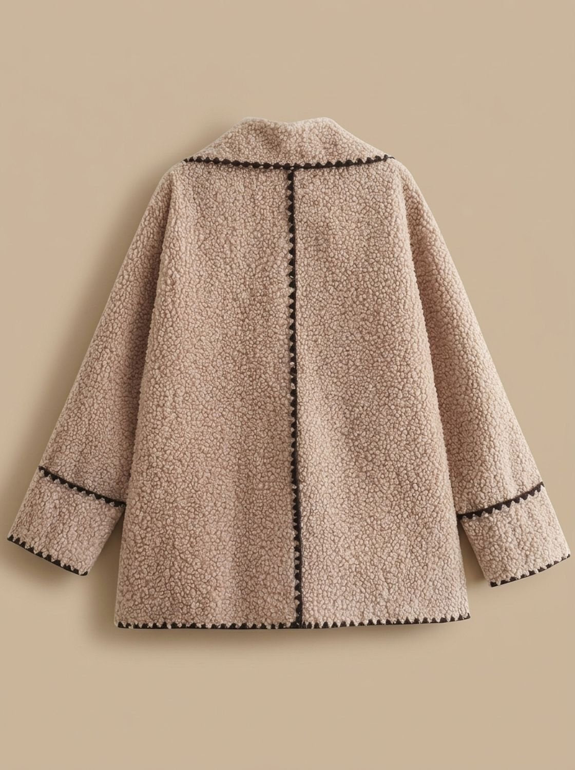 Madison | Women's Teddy Fleece Faux Fur Coat Lapel Trim Detail