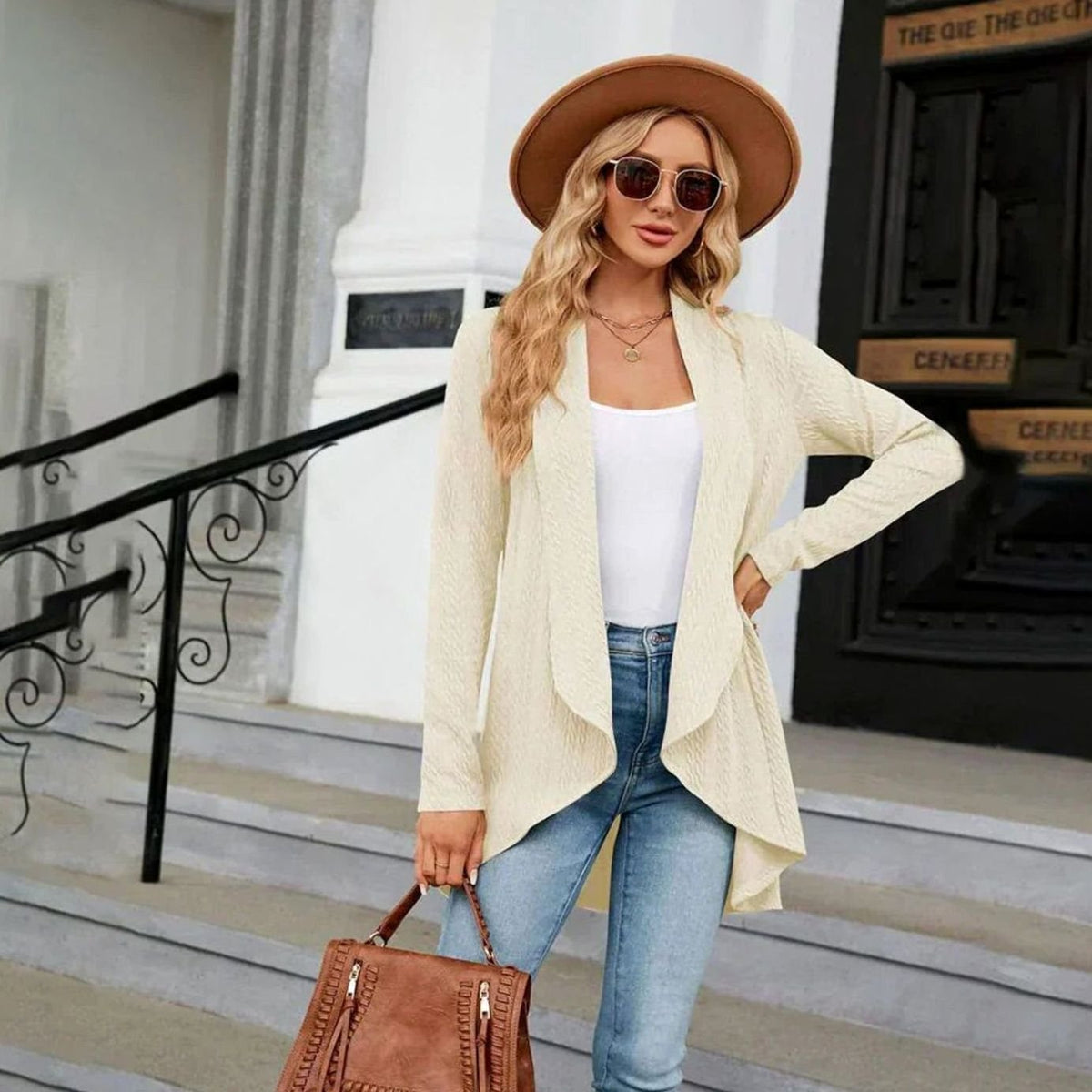 Isabella | Women's Textured Open-Front Long-Sleeve Cardigan