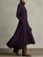 Scarlett | Women's Turtleneck Asymmetric Hem Draped Long Sleeve Dress
