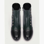 Aria | Women's Two-Tone Vintage Buttoned Spool-Heel Ankle Boots