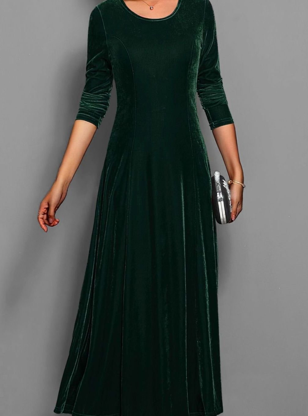 Emma | Women's Velvet Long Sleeve Formal Party Dress Maxi A-Line