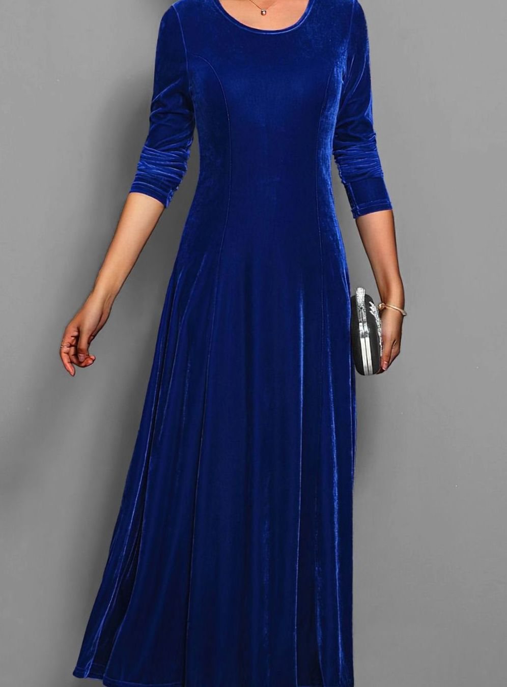 Emma | Women's Velvet Long Sleeve Formal Party Dress Maxi A-Line