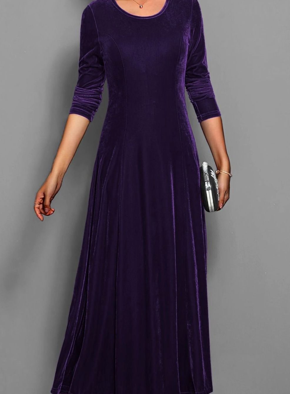 Emma | Women's Velvet Long Sleeve Formal Party Dress Maxi A-Line