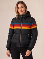 Sophia | Women's Waterproof Hooded Puffer Jacket Retro Stripe Color-Block