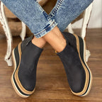 Luna | Women's Wedge Platform Zip-Up Ankle Boots Round Toe