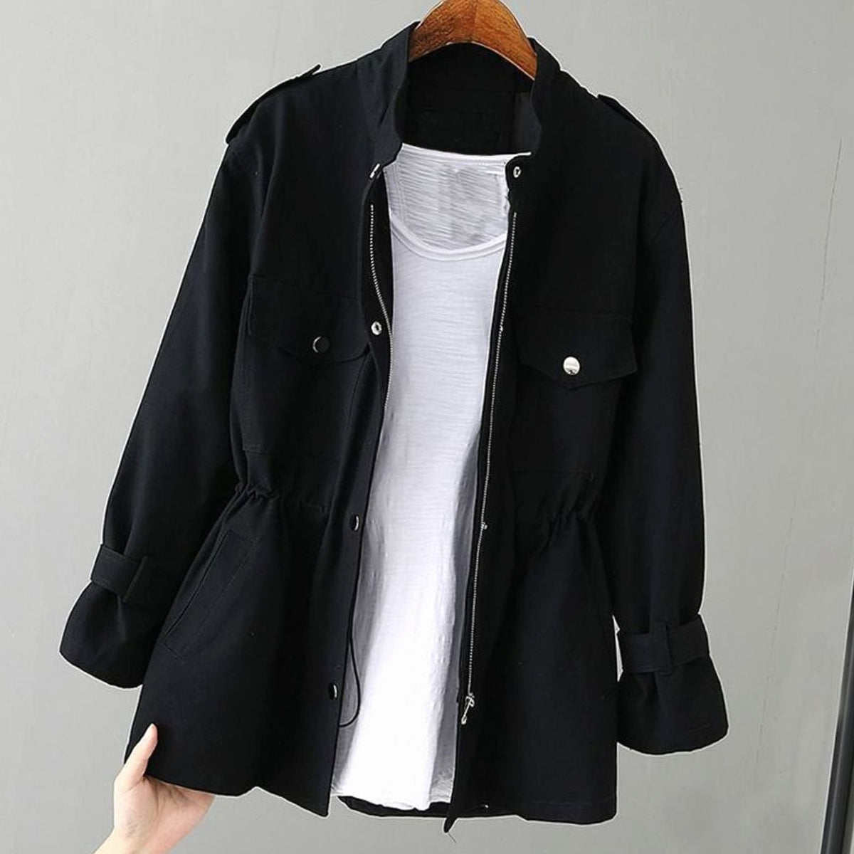 Charlotte | Women's Zip-Up Drawstring-Waist Utility Jacket